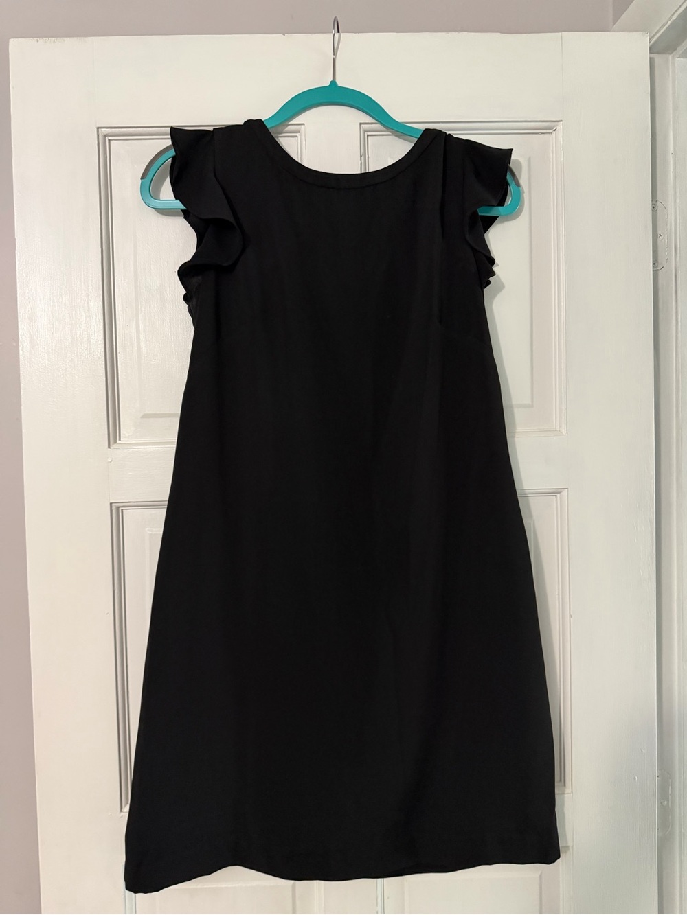 LOFT Black Mini Dress with Ruffle Cap Sleeves